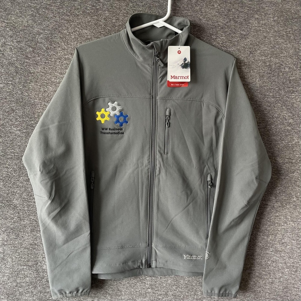 Marmot Tempo Jacket Womens Medium‎ Gray Softshell Full Zip WW Business Logo